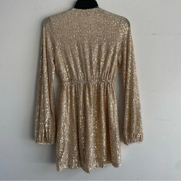 New! Petal & Pup Gold Sequin Mini Dress with Belt 33124 - Picture 8 of 16